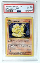 V1304: 1999: Ninetales: 12/102: Holo Rare: Unlimited Edition: Shadowless: Base Set: PSA 6: EX-MT: 58187170